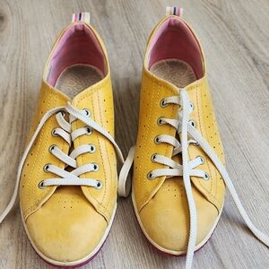 Yellow Lace-Up Casual Sneakers